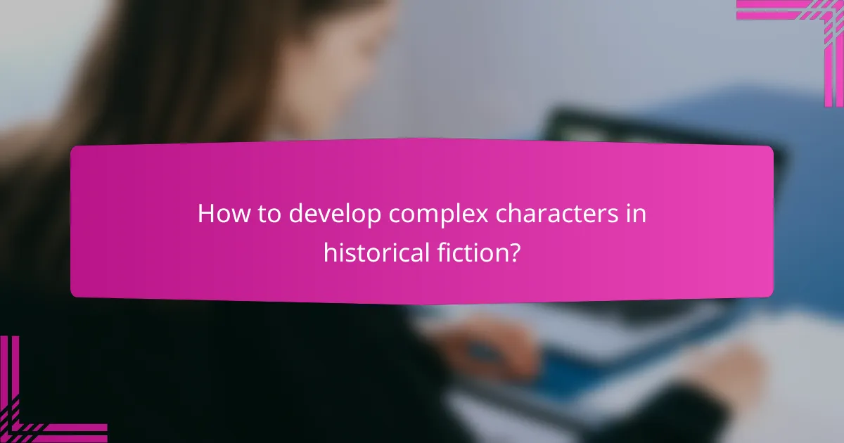 How to develop complex characters in historical fiction?