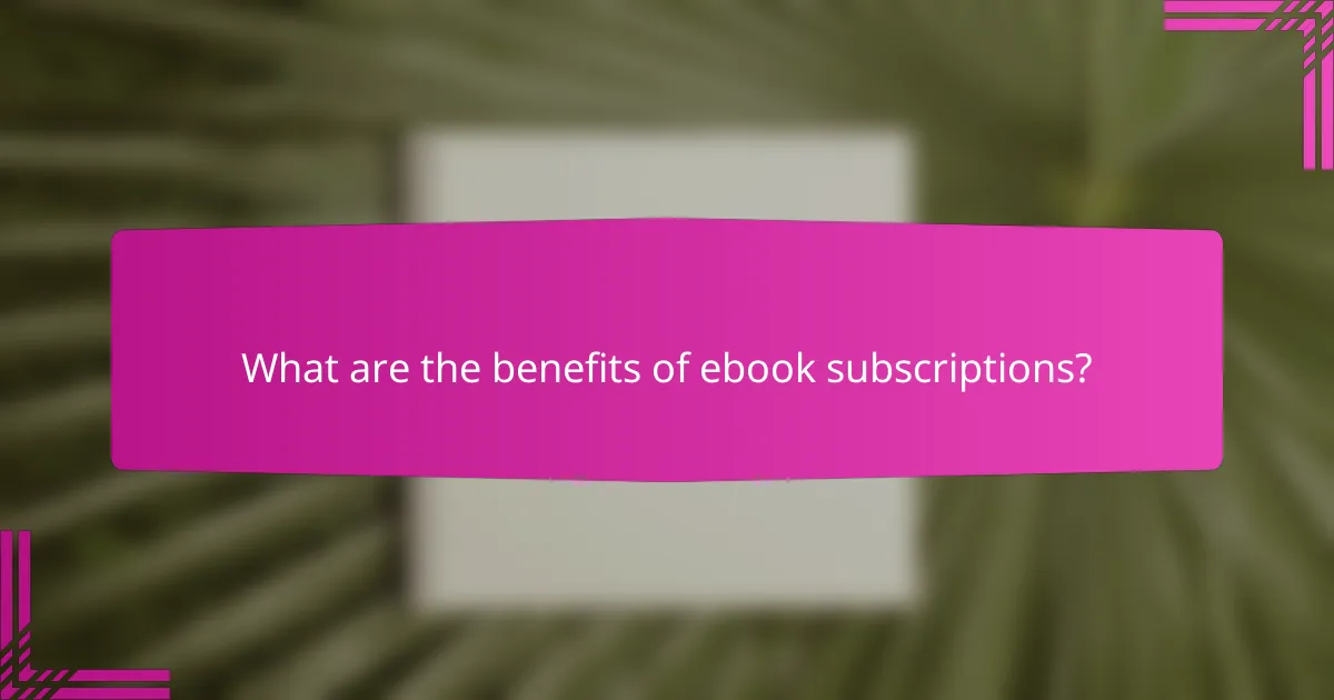 What are the benefits of ebook subscriptions?